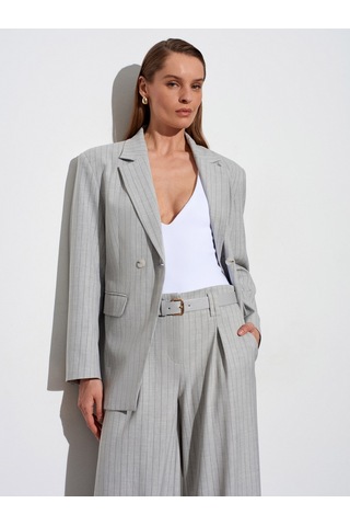 Dilvin 60803 Yan Düğme Detaylı Blazer-gri