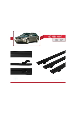 Audi A4 B6 Avant 2002-2004 Arası İle Uyumlu Basic Model Ara Atkı Tavan Barı Siyah 3 Adet