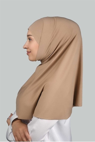 Altobeh İkili Set Pratik Eşarp Hazır Türban Ve Hijab Tesettür Bonesi Koyu Bej