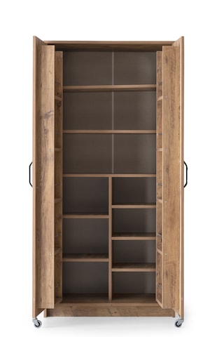 Sefa Home Tekerlekli 2 Kapılı Kiler Dolabı Ceviz