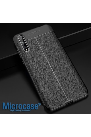 Microcase Huawei P Smart S / Y8P Leather Silikon Kilif - Siyah 446755615