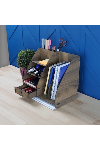Focus Modest Çekmeceli A4 Evrak Rafı Masaüstü Organizer Ceviz