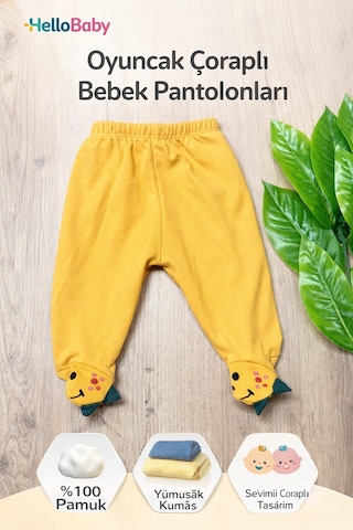 Hellobaby Çorabı Oyuncak Patikli Pantolon Turuncu