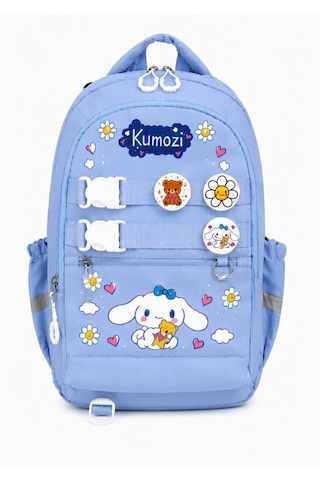 Cinnamoroll Baskılı Aksesuarlı Cüzdanlı Okul Çantası Ve Kalemlik Seti Mavi