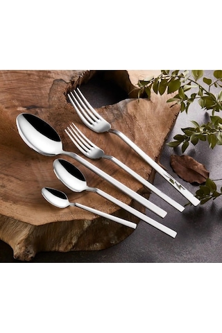 Falez Begonya 30 Parça 6 Kişilik Çatal Kaşık Takımı GÜmüş