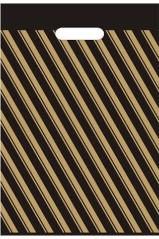 Siyah Takviyeli Mağaza Poşeti Çizgili No 2 26X38 Cm 50 Adet 50 Adet