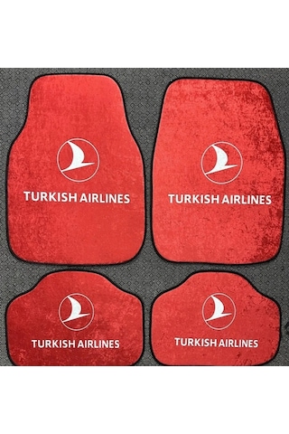 Turkısh Airlines Kaymaz Taban Dekor Oto Halı Paspas Üniversal Yıkanabilir Her Araca Uyumlu Kancalı