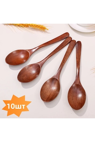 Suofeng 10 Adet 18,5cm Nanmu Ahşap Çatal, Uzun Kollü, Yumuşak Dokulu, Ev Ve Restoran Kullanıma Uygun, Yeşil Ve Sağlıklı Malzeme Diğer