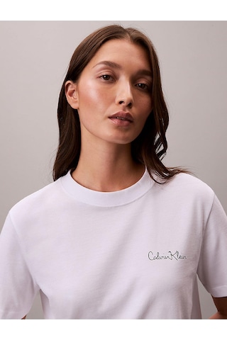 Kadın Classic Grafik T-shirt-13022 Beyaz