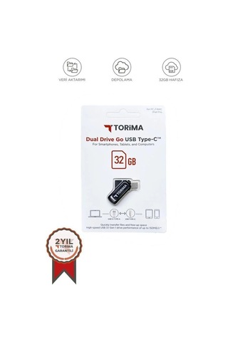 Özel Üretim Usb Flash Bellek Type C Otg Çift Sürücülü 32gb Siyah Yazma Taşınabilir Aktarım