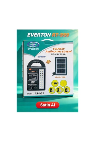 Everton Rt 999 Güneş Enerjili Solar Aydınlatma Seti Radyolu Usb Şarjlı Led Fenerli 3 Ampullü