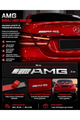 Mercedes Amg Bagaj Logo Amblem Krom Premium Tasarım 0