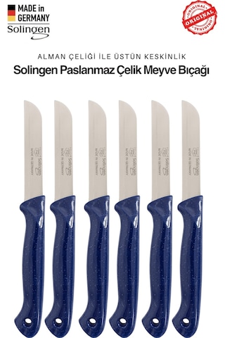 Solingen Profesyonel Lacivert Meyve Bıçağı Ultra Keskin Paslanmaz Çelik Mutfak Bıçağı 6'lı Set
