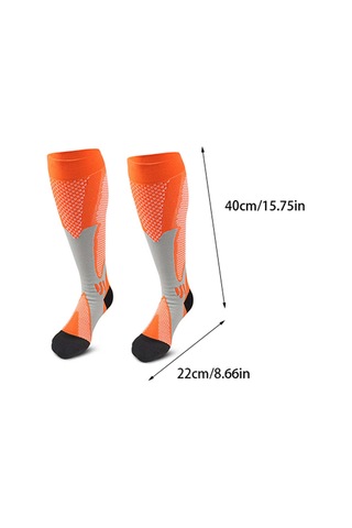 Vkemall Erkek Kadın Spor Kompresyon Çorapları: Yürüyüş, Koşu, Yoga İçin Taze Turuncu Uzun Bilekli, Ter Emici, Koku Engelleyici Elastik Çoraplar Portakal