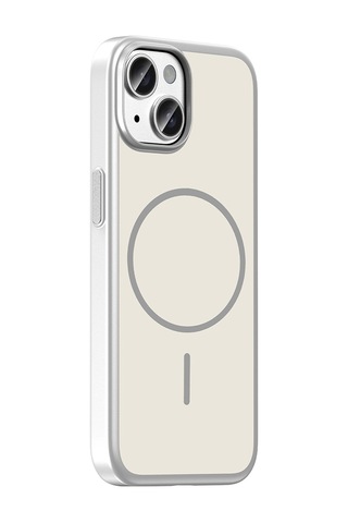 Apple iPhone Uyumlu 15 Kılıf Magsafe Şarj Özellikli Ultra İnce Mat Soft Lora Pc Kapak Gümüş