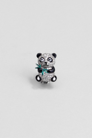 Sevimli Panda 18 Ayar Beyaz Altın Kaplama Gümüş Charm