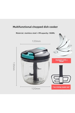 Hombey El İle Sarımsak Dilimleyici - 900ml Büyük Hacimli, Beş Bıçaklı, Zencefil Ve Soğan İçin De Kullanılabilir, Kolay Temizlenir, Taşınabilir Mutfak Aleti Gri + Ekstra Bıçak Seti Gri