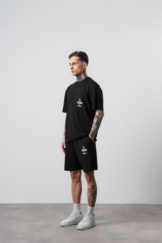 Respire Erkek Far From Basic Baskılı Regular Fit T-shirt Şort Takım Siyah