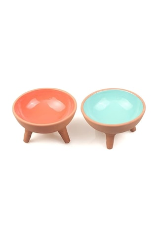 Athstore Ayaklı Kase Kedi Köpek Mama Su Kabı Ayaklı Sırlı 2'li