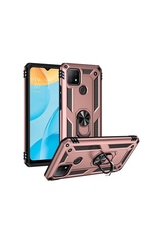 Oppo A15 Kılıf Zore Vega Yüzüklü Standlı Zırh Kılıf