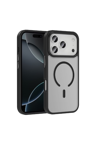 Apple Uyumlu iPhone 17 Pro Kılıf M-safe Şarj Özellikli Mat Arka Yüzey Sio Kılıf Siyah