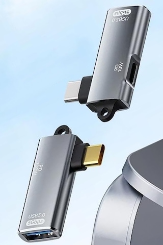 L Tipi Type-c To Usb 3.0 Otg Çevirici Adaptör 100w Pd Şarj Girişli Dönüştürücü