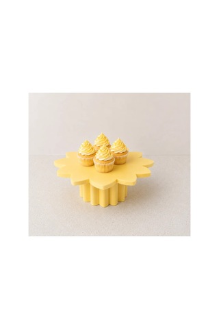 Büyük Boy Lotus Desen Cupcake Ayaklı Stand 24 Cm Sarı