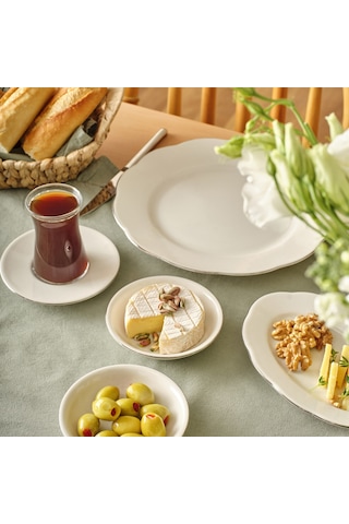 Bella Maison Clover Porselen 26 Parça 6 Kişilik Kahvaltı Takımı Silver Gümüş