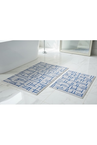 Banyo Paspası 2'li Set Blunity Grid Mavi Mavi