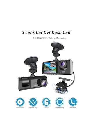 Lemestar Y15 Üçlü Kameralı Araç Kayıt Cihazı: Gece Görüşlü İç Kamera, Hareket Algılama Ve Sürekli Kayıt Özellikli