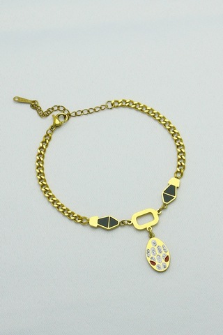 Altın Kaplama Seri Kararmaz Sembol Tasarım Çelik Bileklik Gold Altın