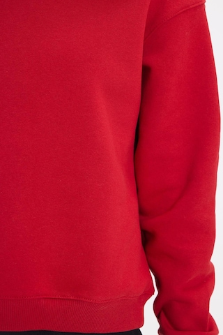 Tudors Kadın Oversize Geniş Kesim Pamuklu Bisiklet Yaka Kırmızı Sweatshirt-39924 Kırmızı