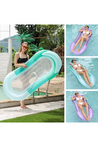 Skycity Yeşil Degrade Yüksek Dayanıklı Yatma Sandalyesi, Kol Dayaklı, Ağızlı Cep Ve Katlanabilir Tasarım, Sualtı Rahatlığı İçin 160x90cm