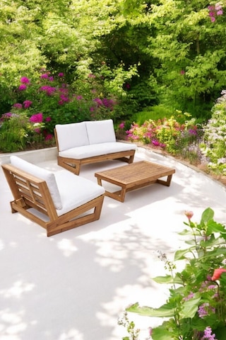 Conforlove Bahçe Balkon Masif Kayın Ahşap Koltuk 2+1+orta Sehpa Krem