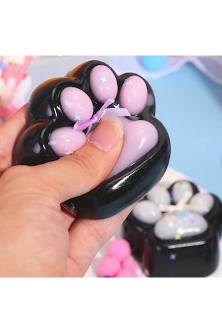 Kedi Patisi Squishy Stress Oyuncağı Sukuşi Pati, Siyah-pembe Diğer