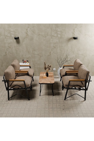 Mb Garden Furnıture Simetri Model, Balkon,mutfak, Bahçe, Cafe, Metal Koltuk Takımı, Bahçe Takımı,çay Seti, 1+1+1+1+sehpa Cappuccino