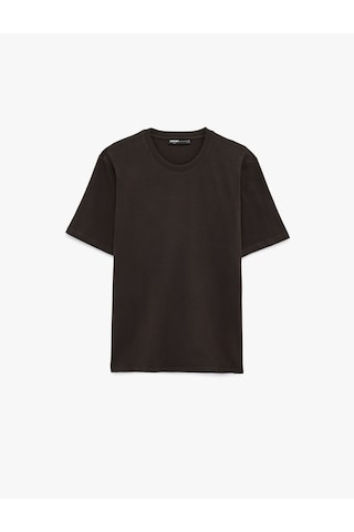 Koton Pamuklu Regular Fit Kısa Kollu Basic Bisiklet Yaka Tişört Kahverengi 6sam10241mk Kahverengi