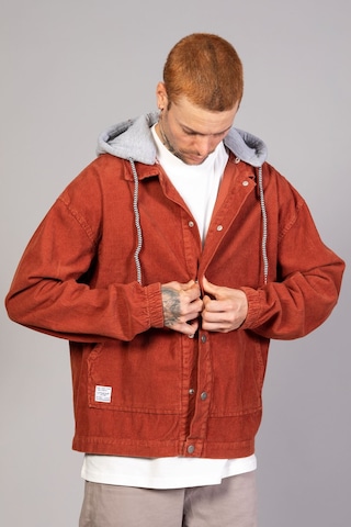 Erkek Kiremit Çıkarılabilir Kapüşonlu Oversize Pamuklu Kadife... Kiremit