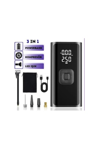 Periboia Lcd Göstergeli 3'ü 1 Arada Hava Kompresörü