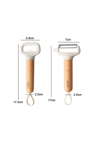 Dancemonkey Ev Mutfak Paslanmaz Çelik Şişe Açacağı Meyve Sebze Rendesi, Küçük Tasarım Ahşap