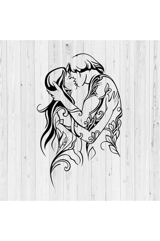 Romantik Yatak Odası Tabloları Öpüşen Çift Temalı Metal Tablo