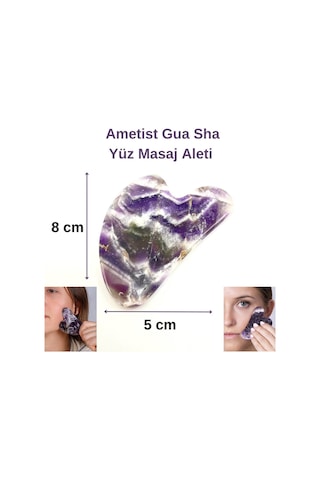 Yıldız Doğal Taş Sertifikalı Ametist Gua Sha Doğal Taş Masaj Aleti