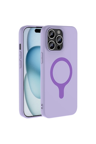 Apple iPhone Uyumlu 14 Pro Max Kılıf M-safe Şarj Özellikli Zore Aris Silikon Kapak - Lila