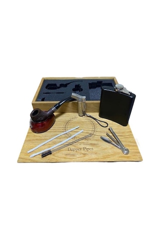 Dapper Gül Ağacı 7 Oz Çelik Mataralı Pipo Seti 605953x509162
