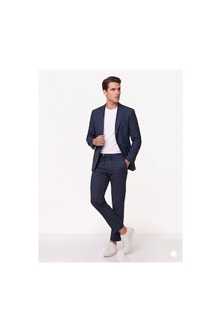 Modmen İtalyan Kesim Slimfit Erkek Takım Elbise Çizgili Lacivert