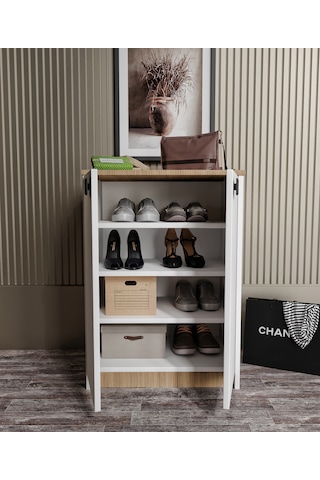 Afilli Ayakkabılık Ve Çok Amaçlı Dolap Tamamı Mdf Beyaz Garden Me Beyaz - Garden - Meşe