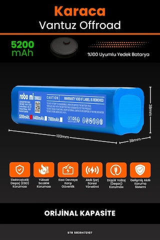 Karaca Vantuz Offroad 5200mah Robot Süpürge Bataryası