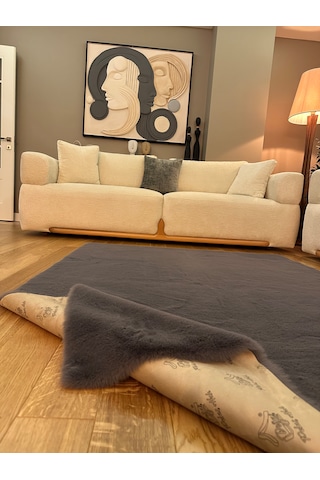 Ultra Soft Gri Yumuşak Dokulu Peluş Halı Dikdörtgen