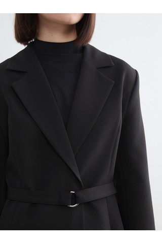 Lcw Modest Siyah Beli Kemerli Kadın Blazer Ceket