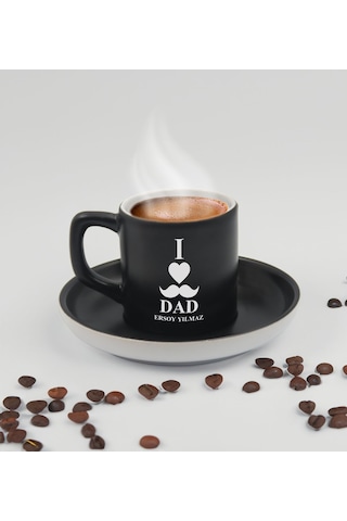 Bk Gift Kişiye Özel İsimli Baba Temalı Siyah Türk Kahvesi Fincanı&metal Kalem&çakmak&kartlık Cüzdan Hediye Seti, Sevgiliye Hediye-1, Babaya Hediye, Ba